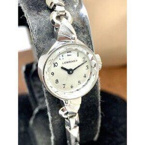 Longines Women's Watch 10k GF Case Swiss Manual Wind Vintage Silver 15mm Petite